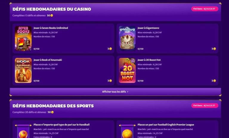Midasluck Casino défis
