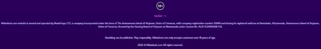 Midasluck Casino licence