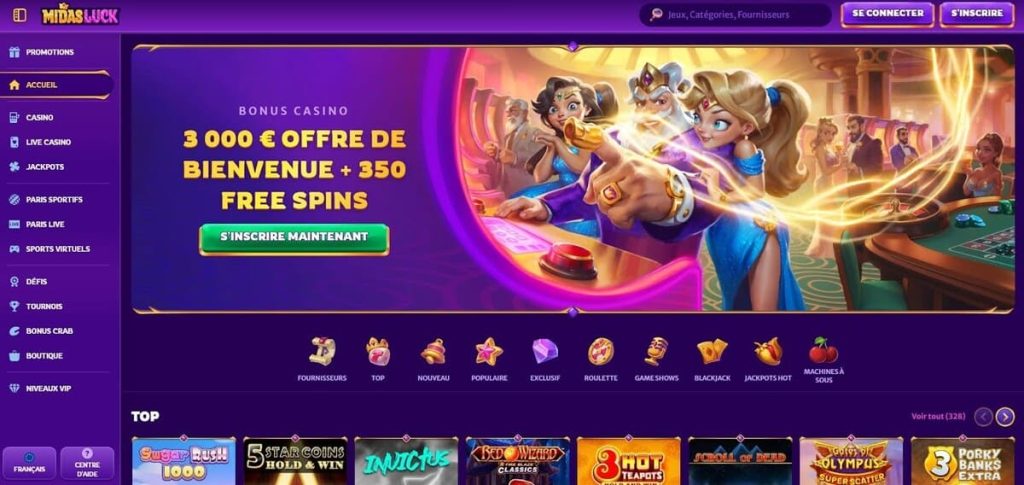 Midasluck Casino page accueil
