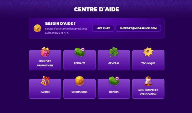Midasluck Casino support client